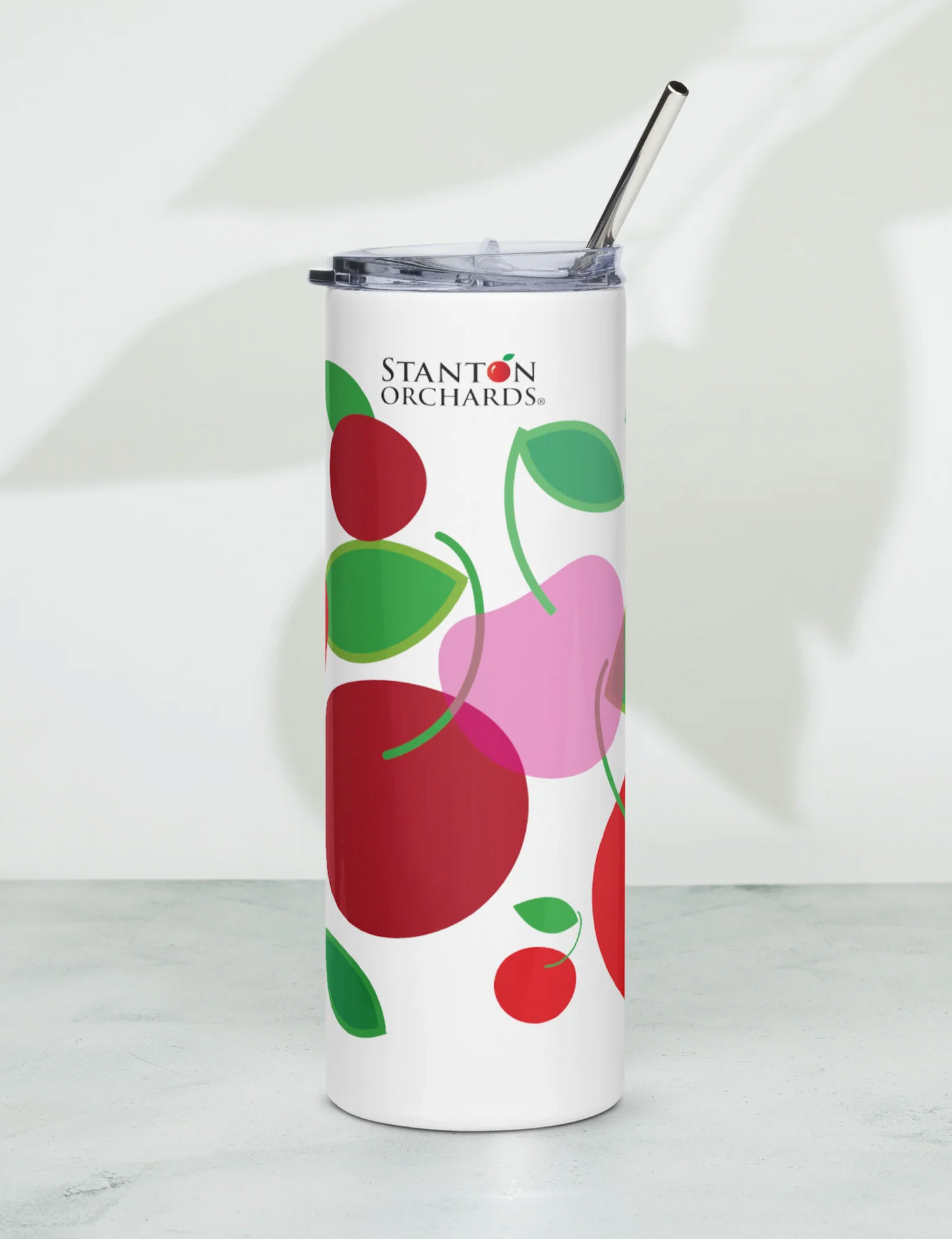 Cherries Motif Eco Water Bottle 20 oz Sip or Straw