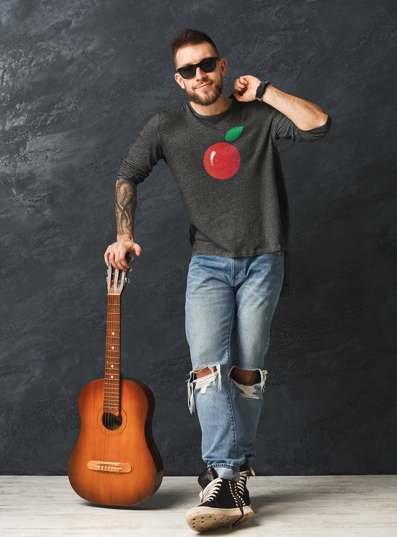 New Cherry Icon T-Shirt Unisex Long-Sleeve + Logo on Back- 5 colors