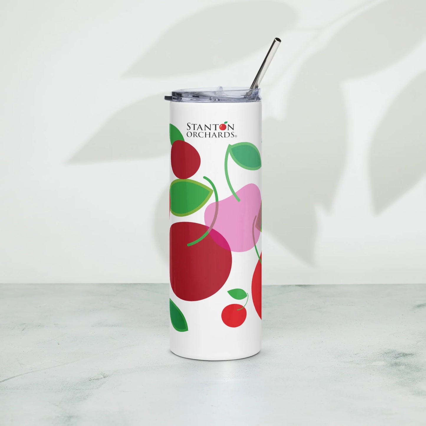 Cherries Motif Eco Water Bottle 20 oz Sip or Straw